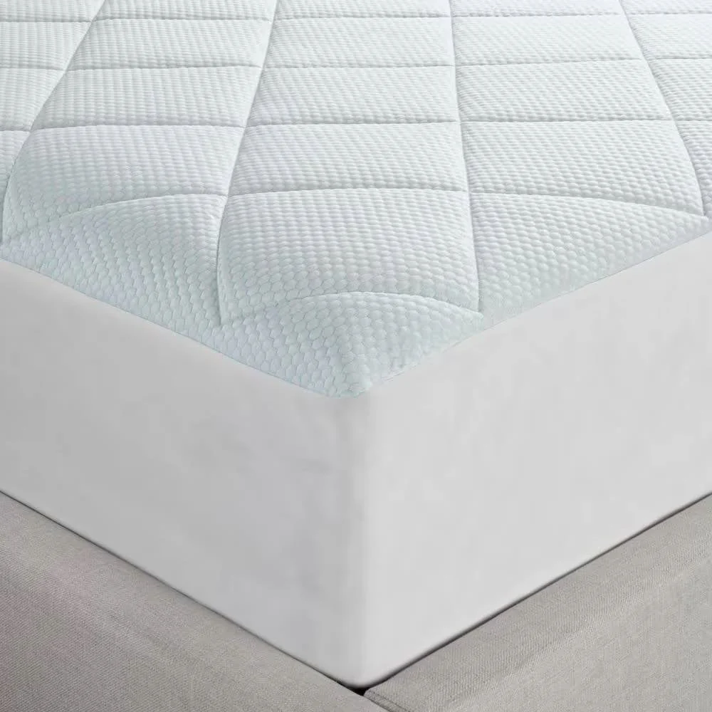 Full size Washable Quilted Mattress Pad with Elastic Fitted Skirt - Image 3