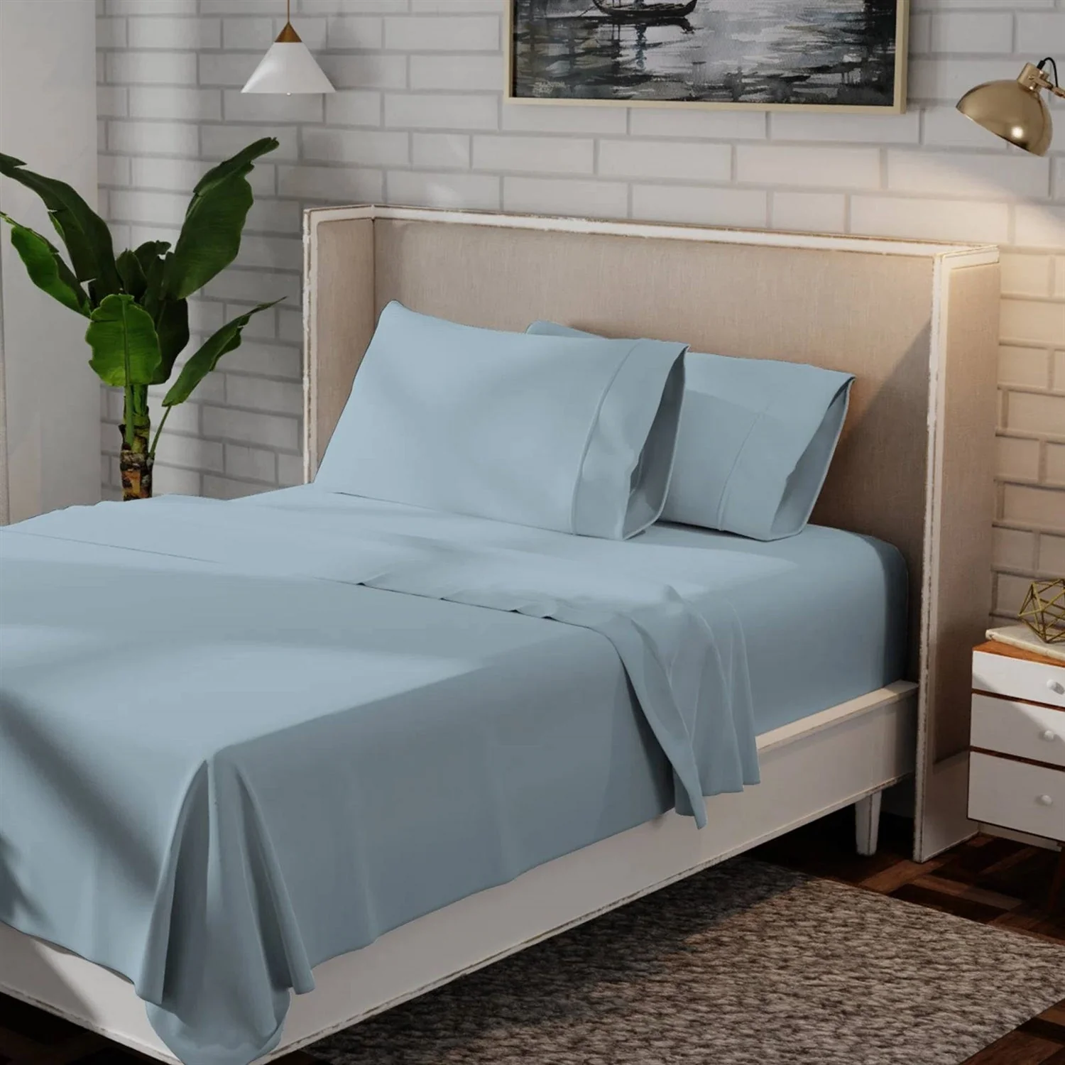 Queen size Aqua Blue 100-Percent Certified Organic Cotton Sheet Set - Image 3